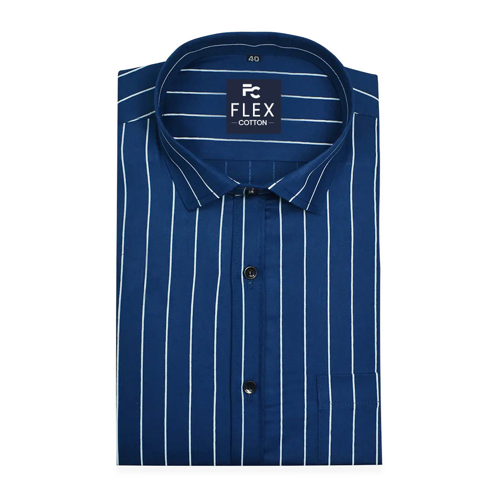 Blue Color 100% Lining Cotton Shirt For Men's
