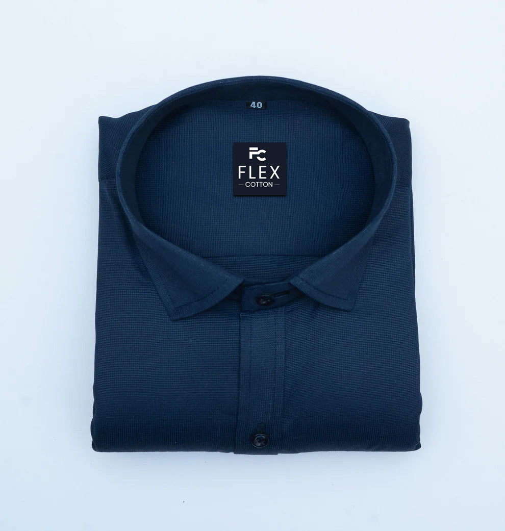Navy Blue Color Mercerised Cotton Shirt For Men