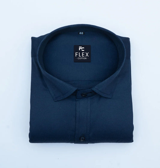 Navy Blue Color Mercerised Cotton Shirt For Men