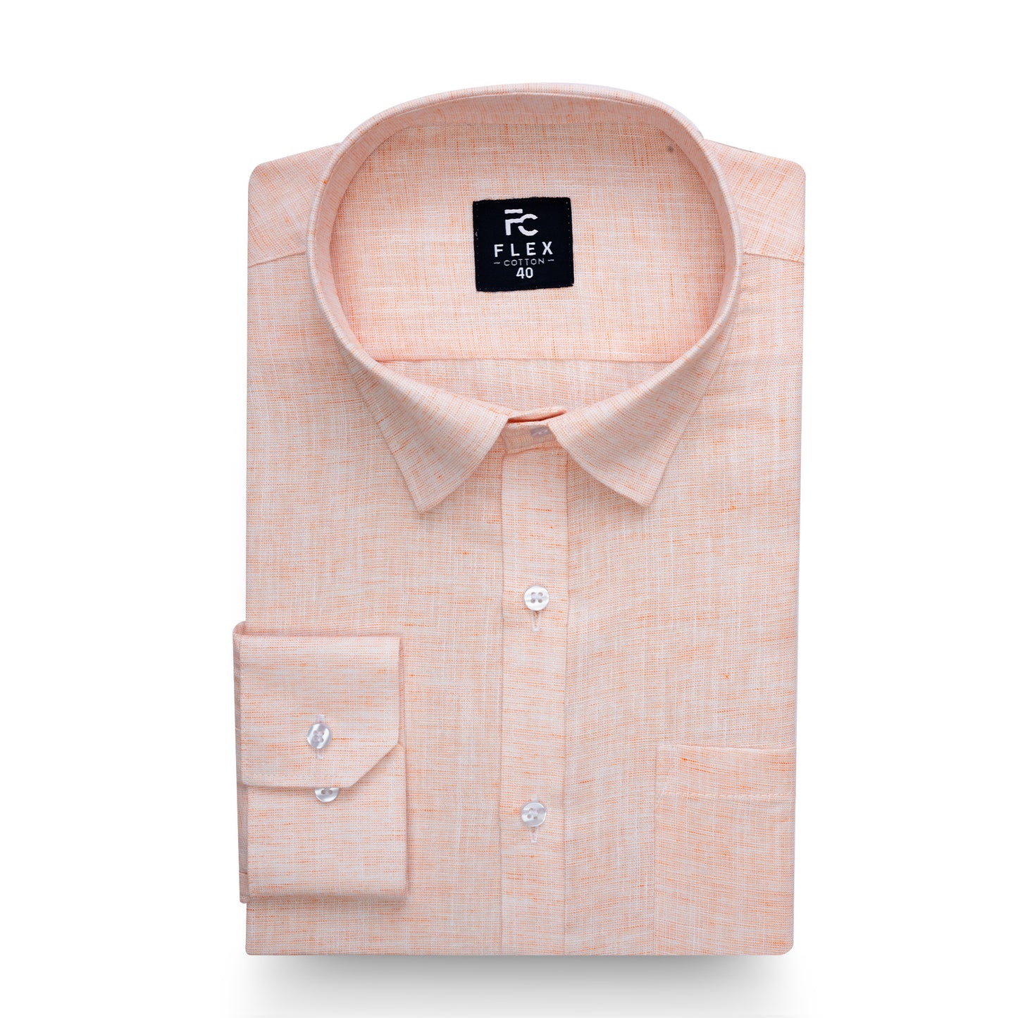 Light Orange Linen Blend Texture Shirt For Men