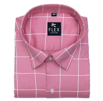 Pink Color Big Checks Cotton Shirts For Men