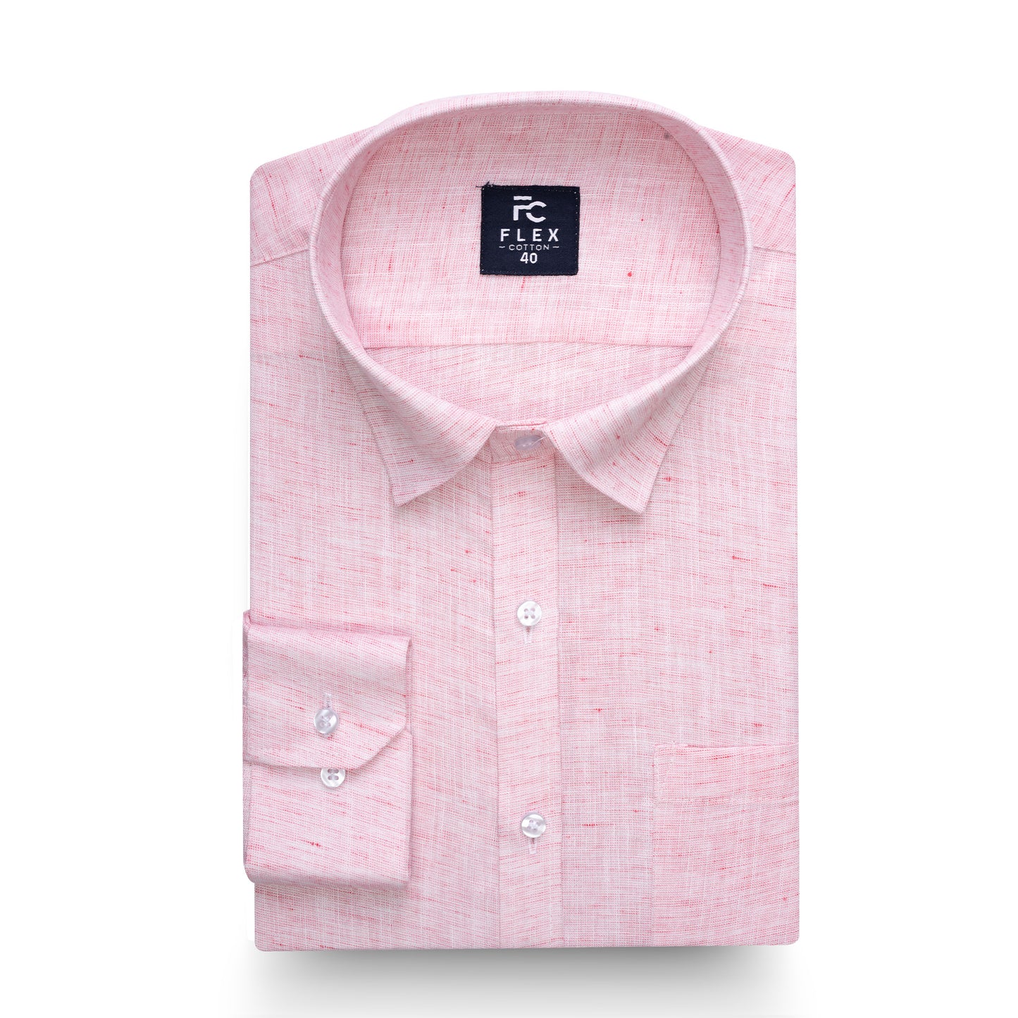 Pink Linen Blend Texture Shirt For Men