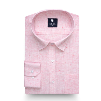Pink Linen Blend Texture Shirt For Men