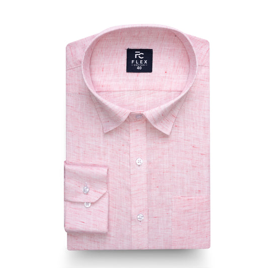 Pink Linen Blend Texture Shirt For Men