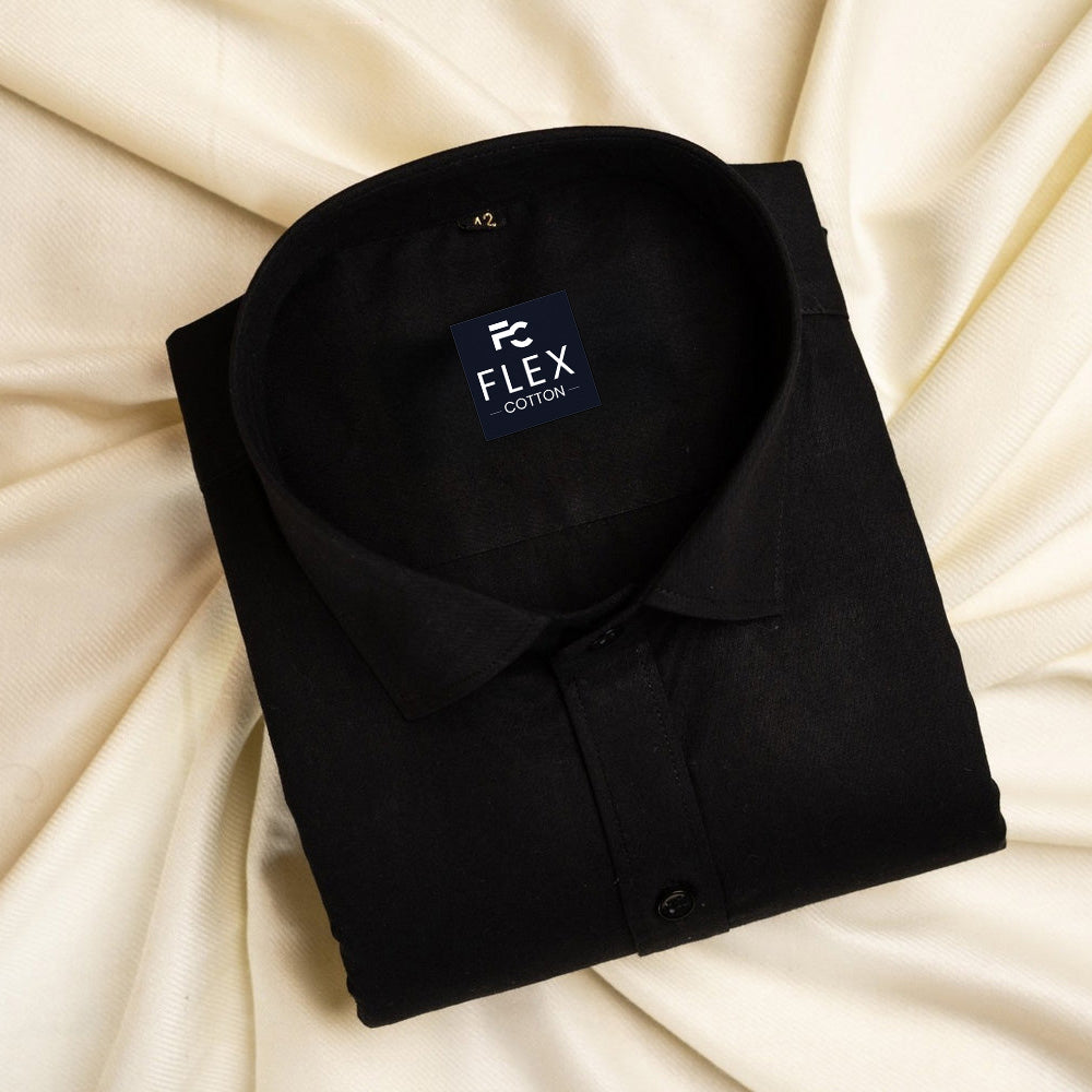 Black Color Satin Mercerised Cotton Shirts For Men