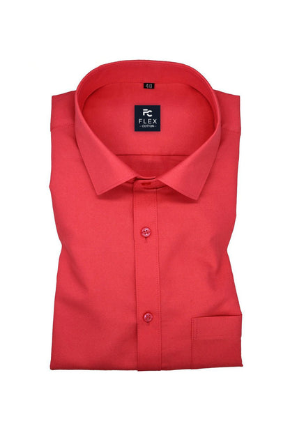 Bright Red Color Rich Cotton Formal Shirt For Mens