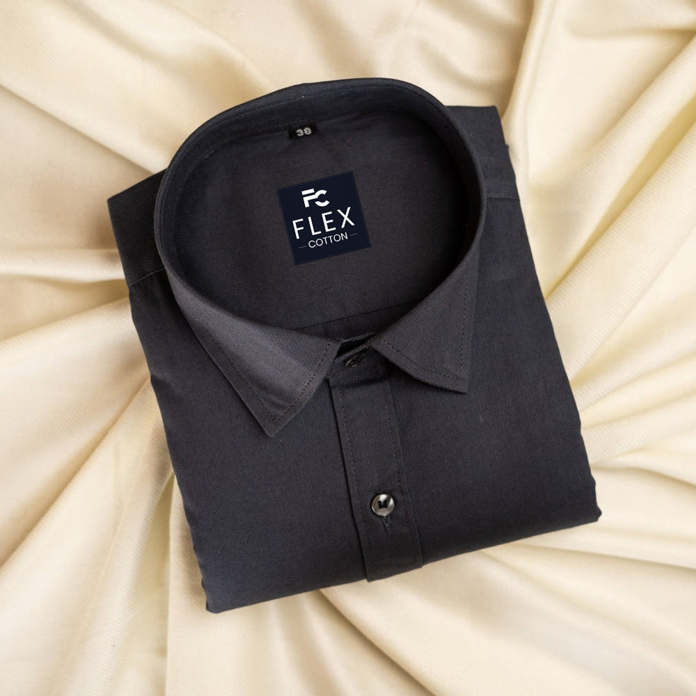 Carbon Color Satin Mercerised Cotton Shirts For Men