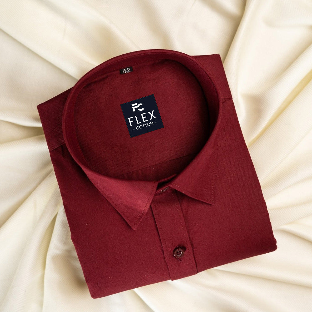 Cardinal Red Color Satin Mercerised Cotton Shirts For Men