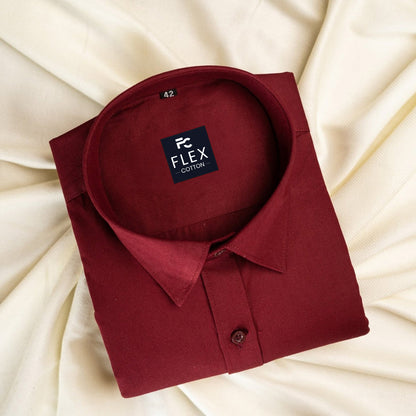 Cardinal Red Color Satin Mercerised Cotton Shirts For Men