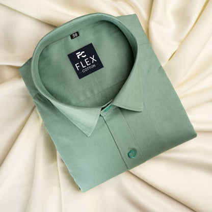 Mint Color Satin Mecerised Cotton Shirt For Men