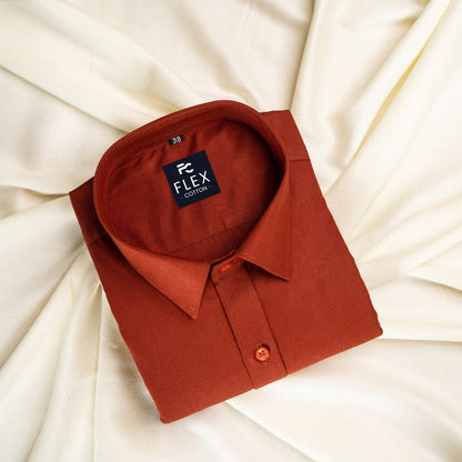 Copper Color Satin Mercerised Cotton Shirts For Men