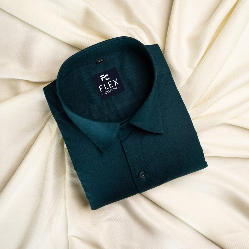 Forest Green Color Satin Mercerised Cotton Shirt For Men