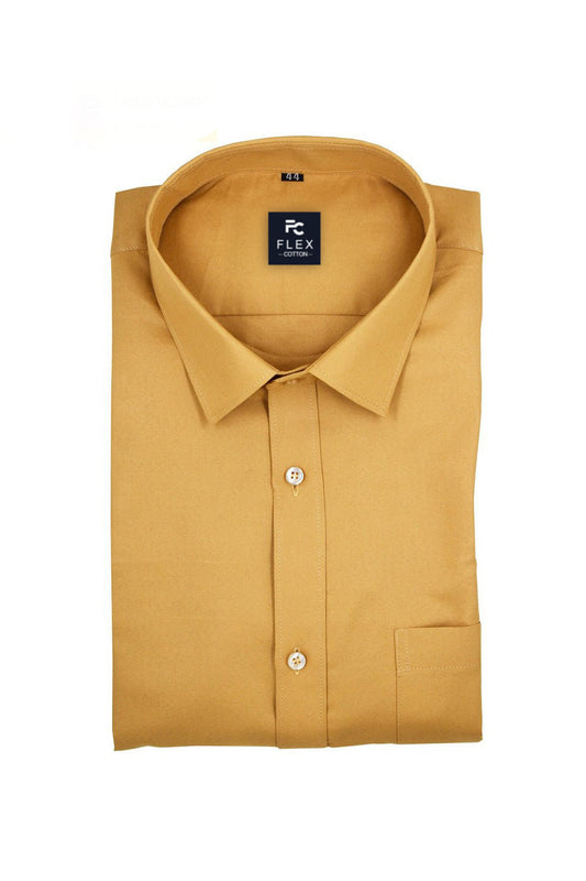 Golden Color Rich Cotton Formal Shirt For Mens