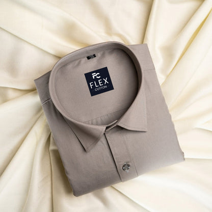 Grey Color Satin Mercerised Cotton Shirts For Men