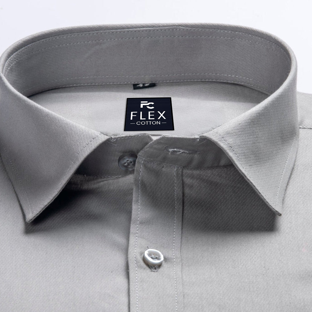 Grey Color Satin Mercerised Cotton Shirts For Men