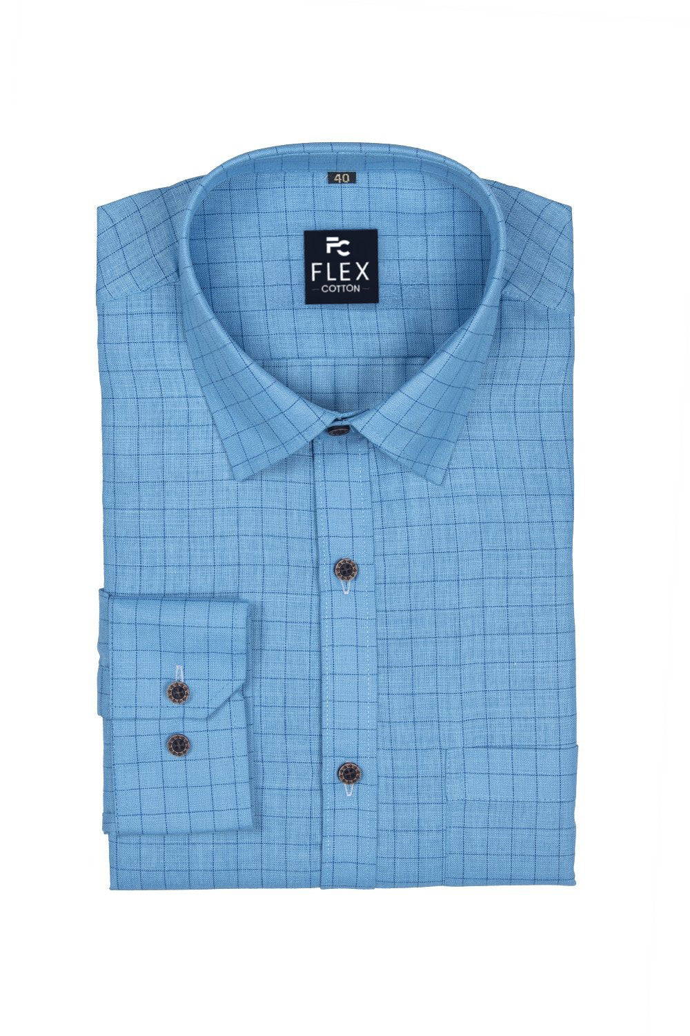 Blue Color Check Criss Cross Woven Cotton Shirt for Men