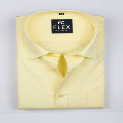 Yellow Color Satin Mecerised Cotton Shirt For Men