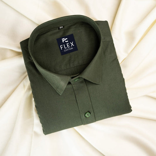 Mehndi Color Satin Mercerised Cotton Shirts For Men