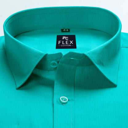 Rama Green Color Satin Mercerised Cotton Shirts For Men