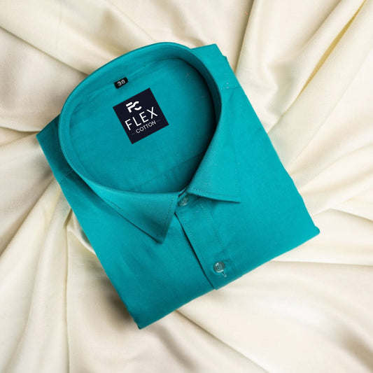 Rama Green Color Satin Mercerised Cotton Shirts For Men