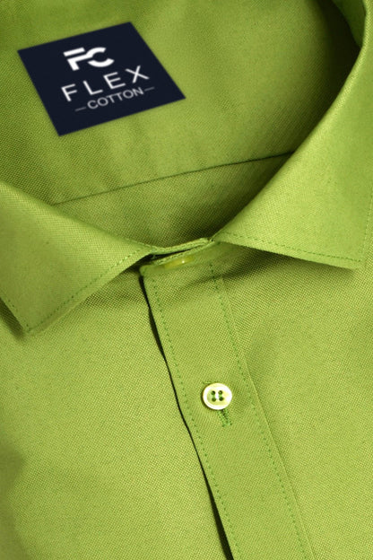 Green Color Rich Cotton Formal Shirt For Mens
