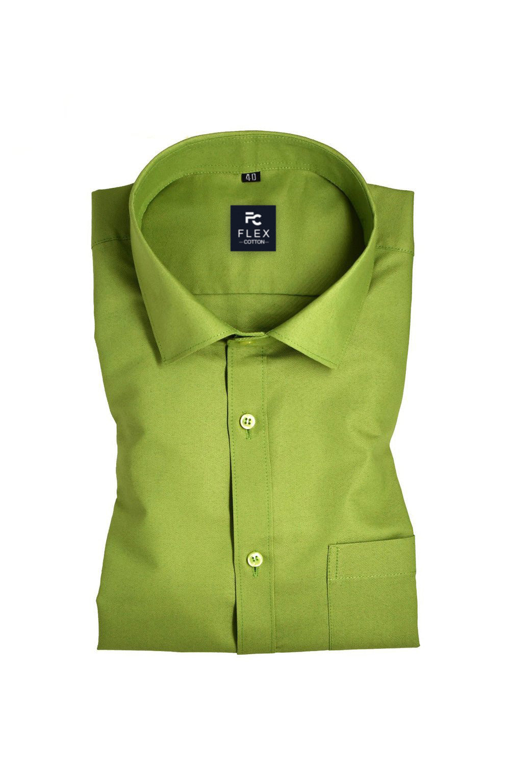 Green Color Rich Cotton Formal Shirt For Mens