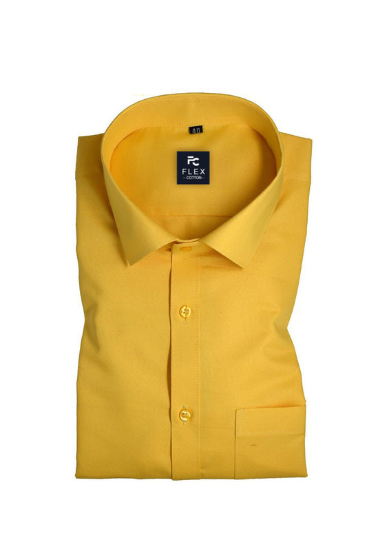 Yellow Color Rich Cotton Formal Shirt For Mens