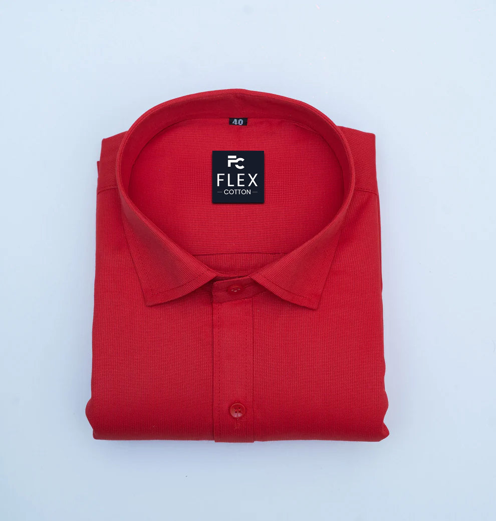 Red Color Mercerised Cotton Shirt For Men