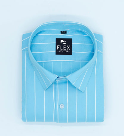 Sky Blue Color Pure Cotton Lining Shirt For Men
