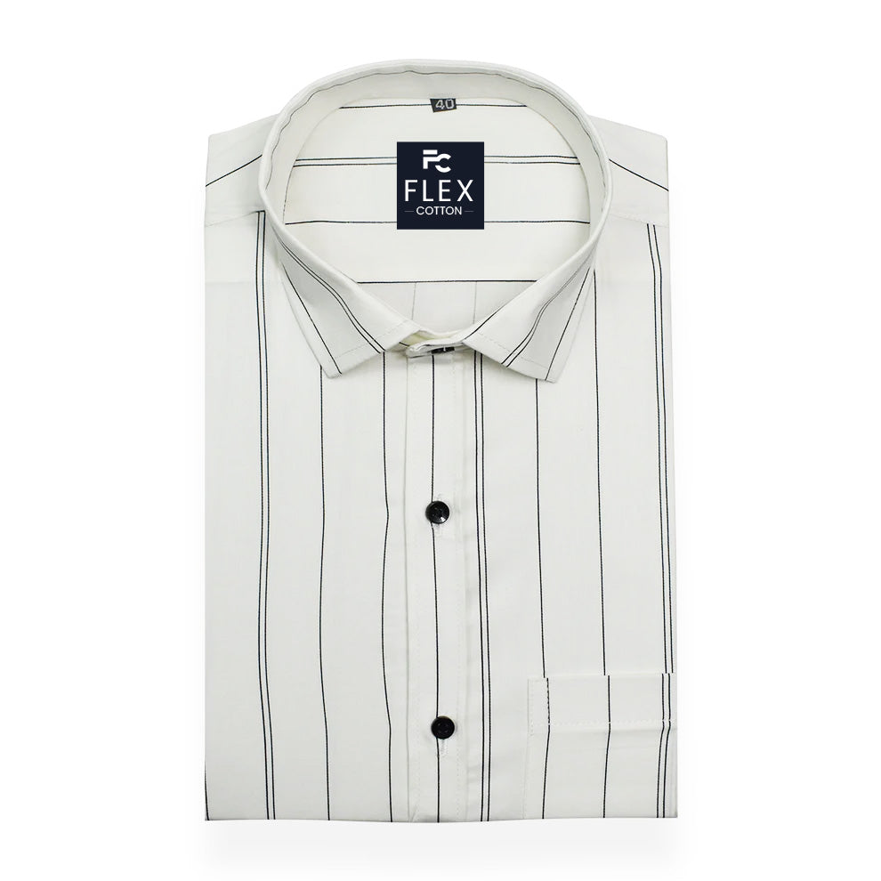 White Color 100%Lining Cotton Shirt For Men's