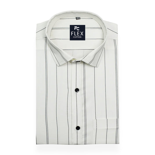 White Color 100%Lining Cotton Shirt For Men's