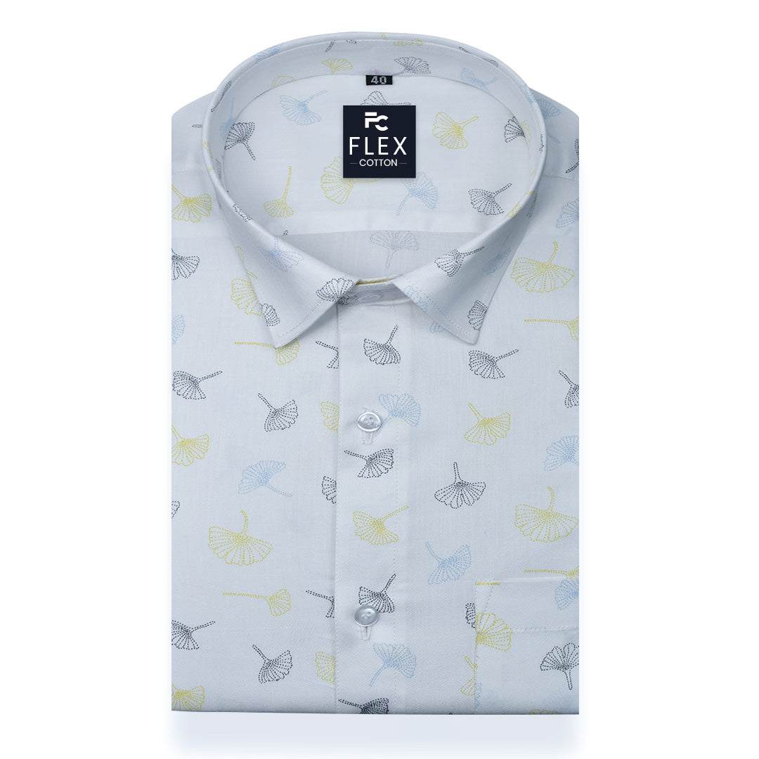 White Color Printed Shirt For Men's