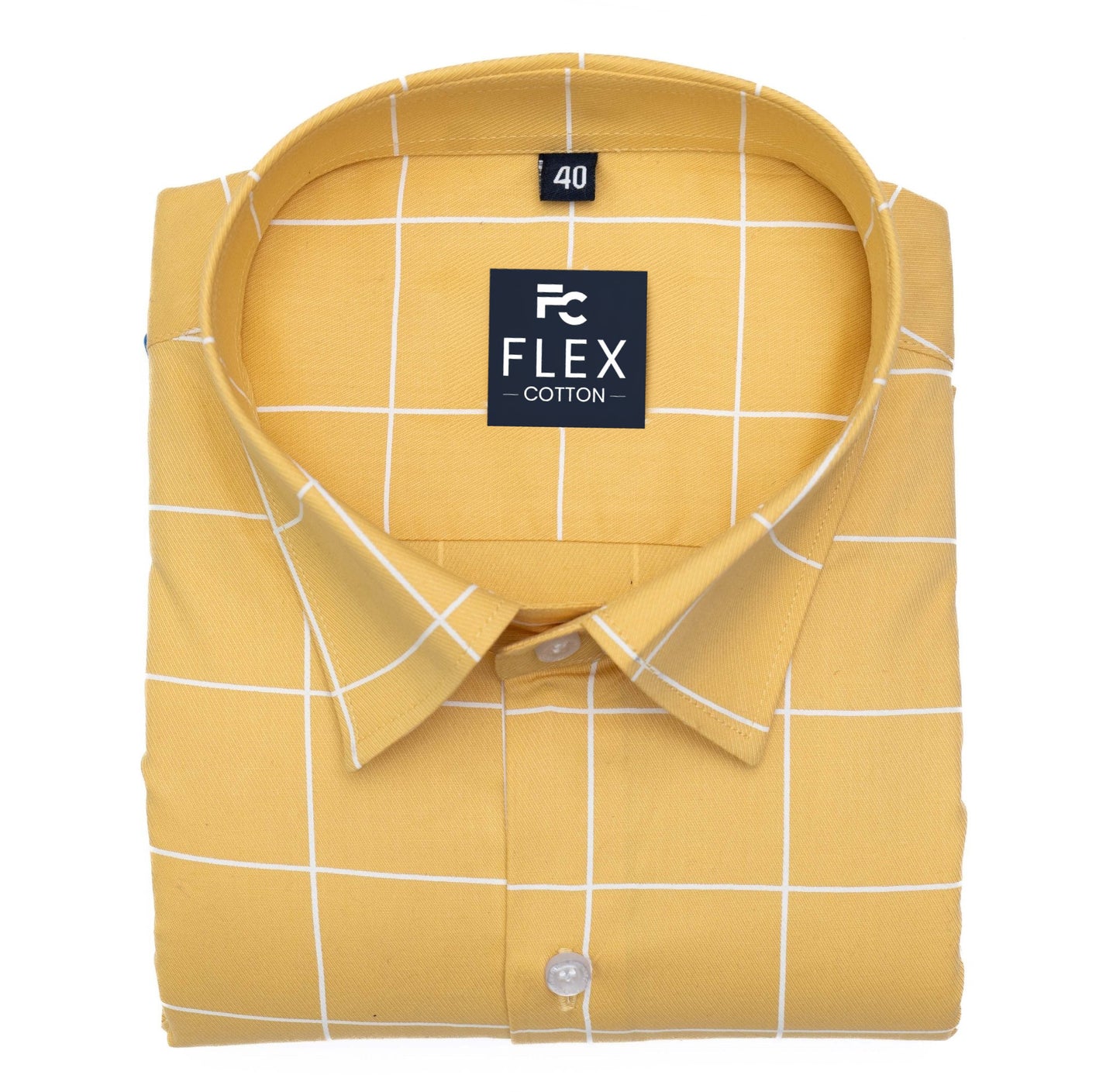 Yellow Color Big Checks Cotton Shirts For Men