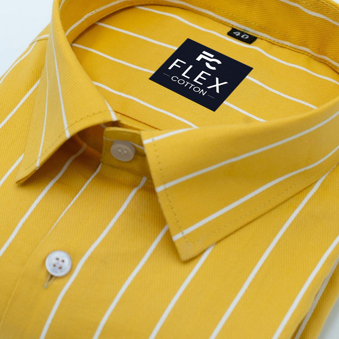 Yellow Color Pure Cotton Lining Shirt For Men